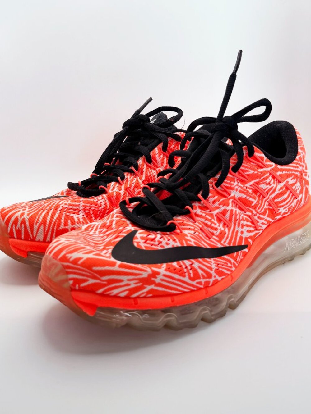 Nike Air Max 2016 Print Orange White Running Shoes Womens Size 7 Sneakers